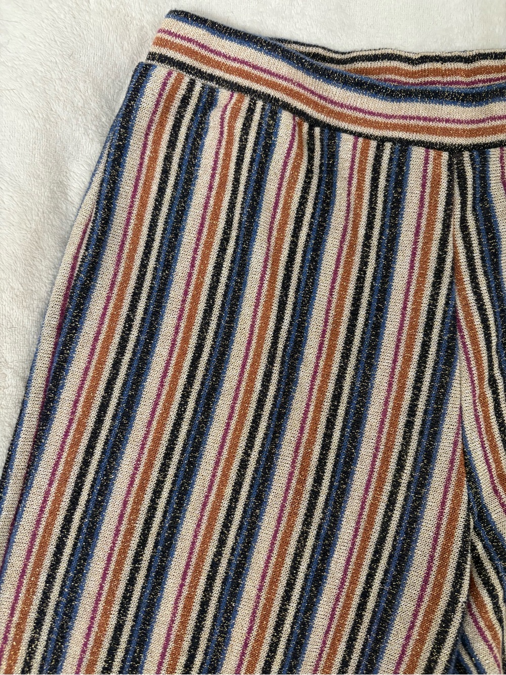 Zara Striped Glitter Wide-Leg Knit Culottes